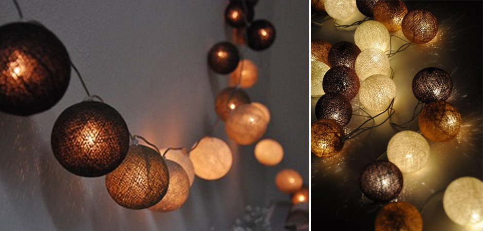 Гирлянда хлопковые фонарики Сotton Ball Brown - Loft-Concept в Нижнем Новгороде