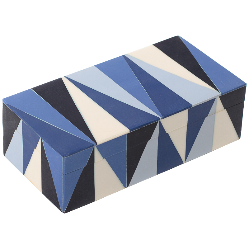 Шкатулка Blue White Triangles Bone Inlay Box Синий Белый Голубой Черный в Нижнем Новгороде | Loft Concept 