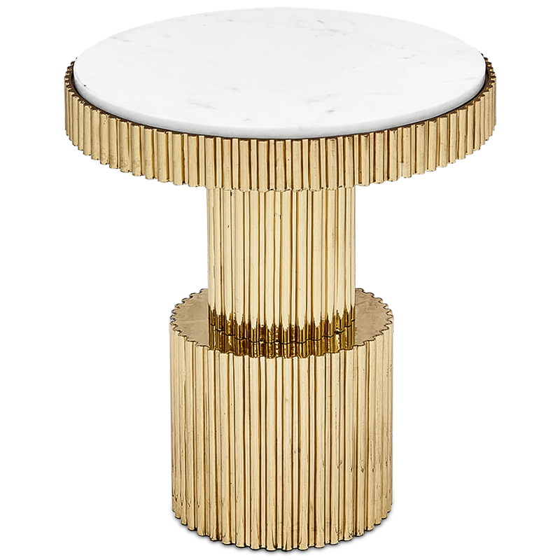 Приставной стол Brass Column Side Table Белый Латунь в Нижнем Новгороде | Loft Concept 