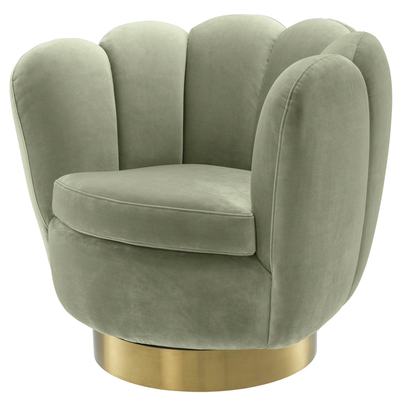 Кресло Eichholtz Swivel Chair Mirage pistache green Зеленый шалфей Матовая латунь в Нижнем Новгороде | Loft Concept 