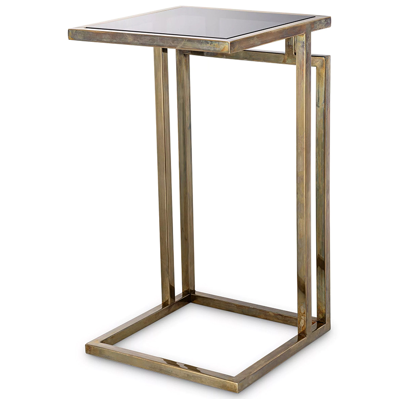 Приставной стол Eichholtz Side Table Marcus Brass Латунь Стекло Смок в Нижнем Новгороде | Loft Concept 