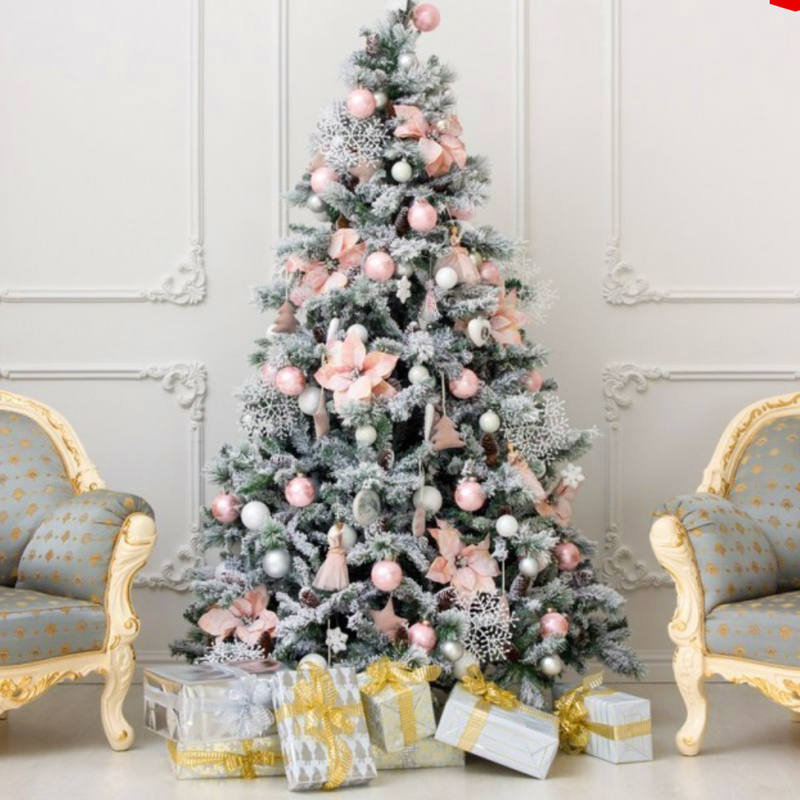 Ель Дизайнерская Розовый декор Christmas Tree Black Pink Fowers Розовый Белый Зеленый в Нижнем Новгороде | Loft Concept 