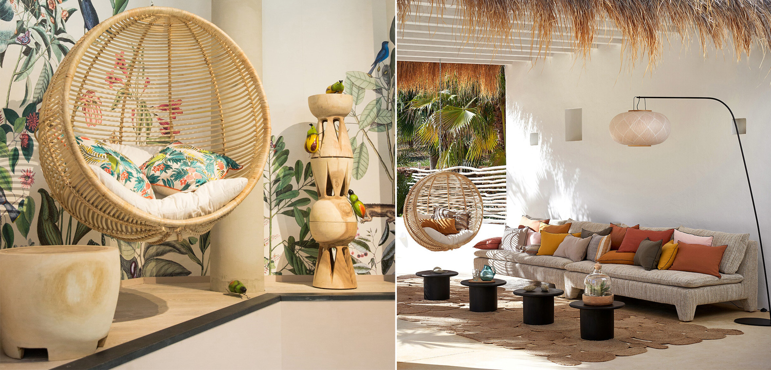 Подвесное кресло Wicker Hanging Chair - фото