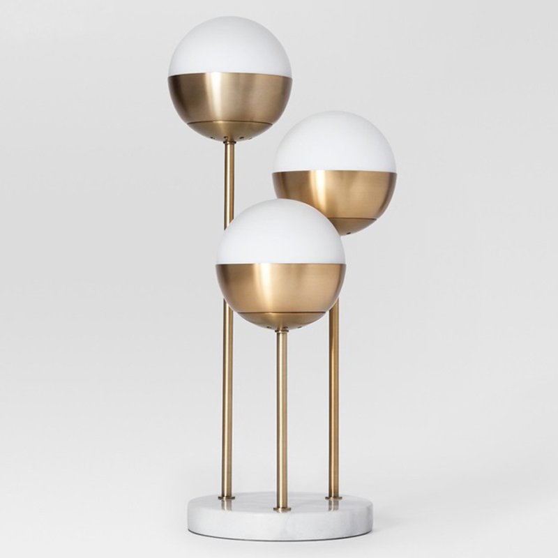 Geneva Glass Table Lamp Triple Globe Белый Латунь в Нижнем Новгороде | Loft Concept 