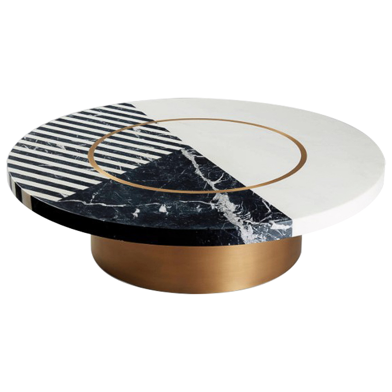 Кофейный стол Mercado Marble Brass Coffee Table Черно-белый Латунь в Нижнем Новгороде | Loft Concept 