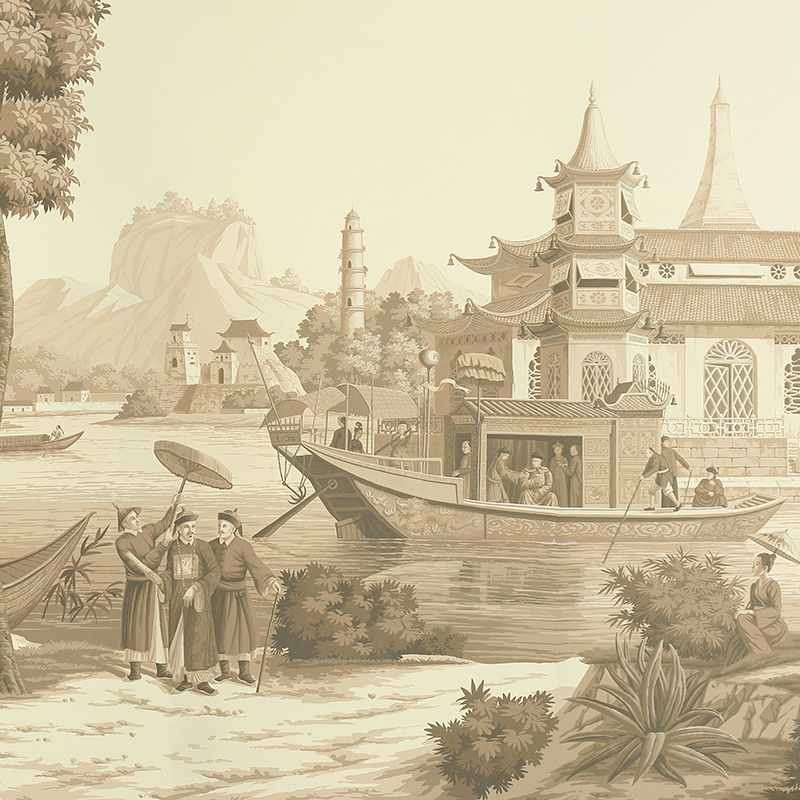 Обои ручная роспись Procession Chinoise Sepia on scenic paper  в Нижнем Новгороде | Loft Concept 