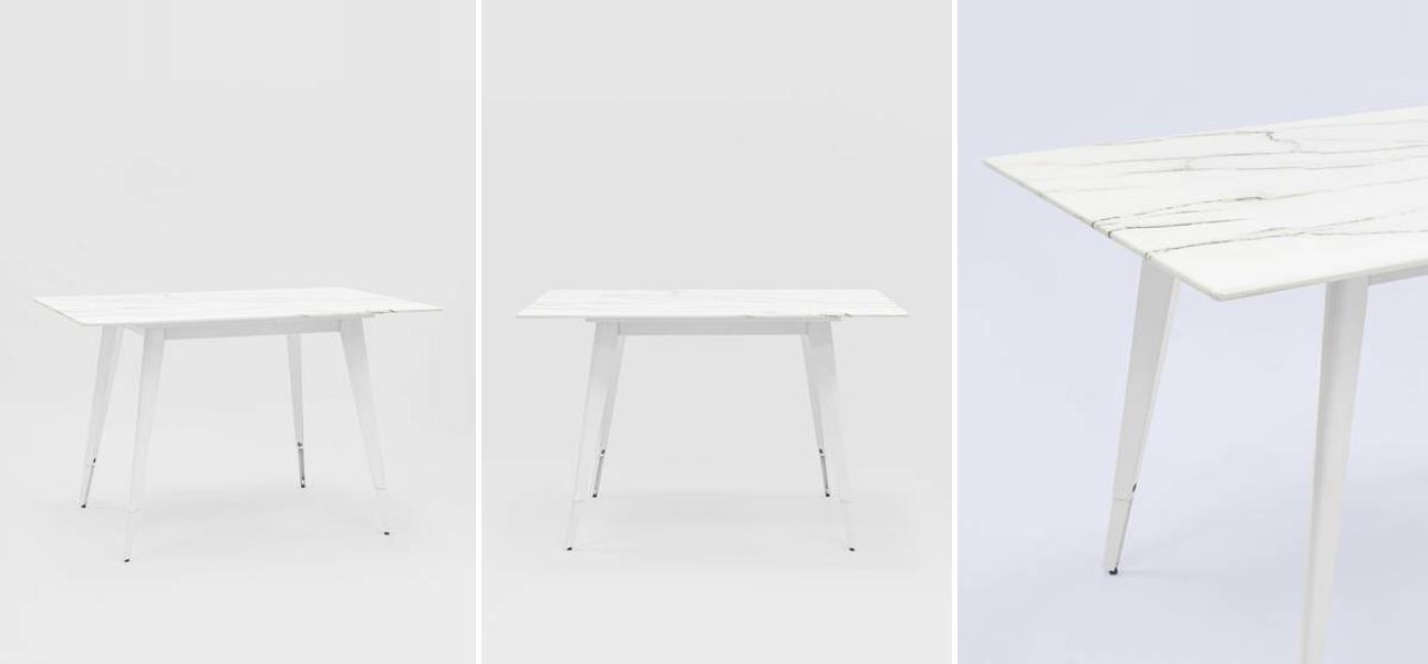 Стол обеденный De Villiers столешница белый мрамор - фото