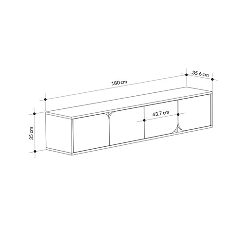 ТВ-тумба подвесная цвета древесины с 4-мя темно-серыми дверцами SPARK TV STAND OAK ANTHRACITE в Нижнем Новгороде