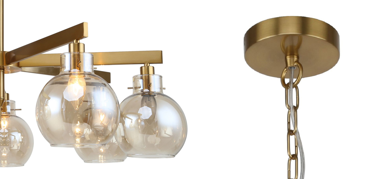 Люстра с плафонами коньячного цвета Carmella Globe Brass - фото