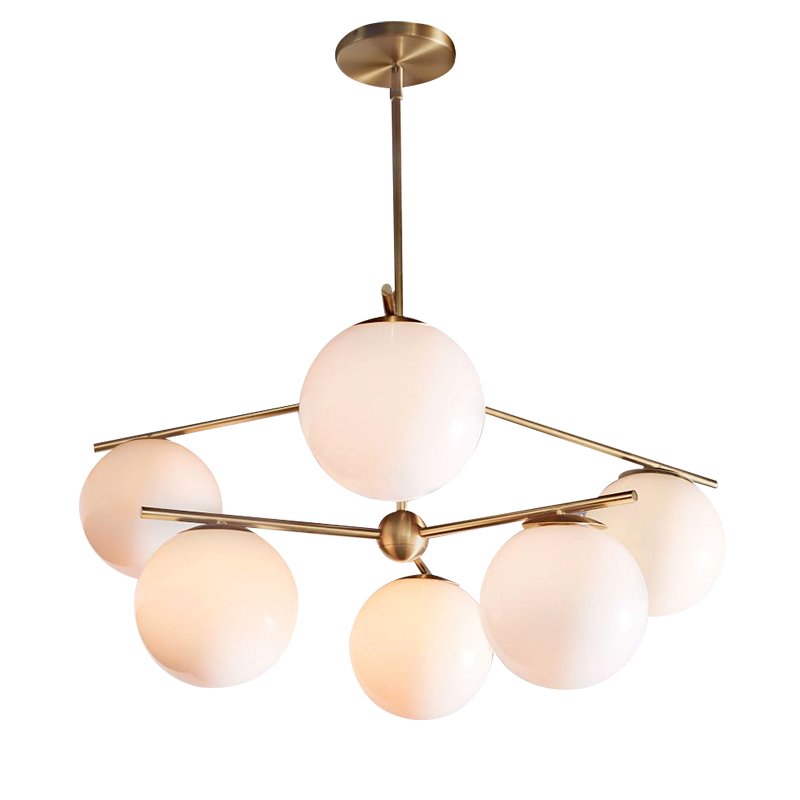 Люстра Sphere Stem 6-Light Chandelier Bronze Латунь Белый в Нижнем Новгороде | Loft Concept 