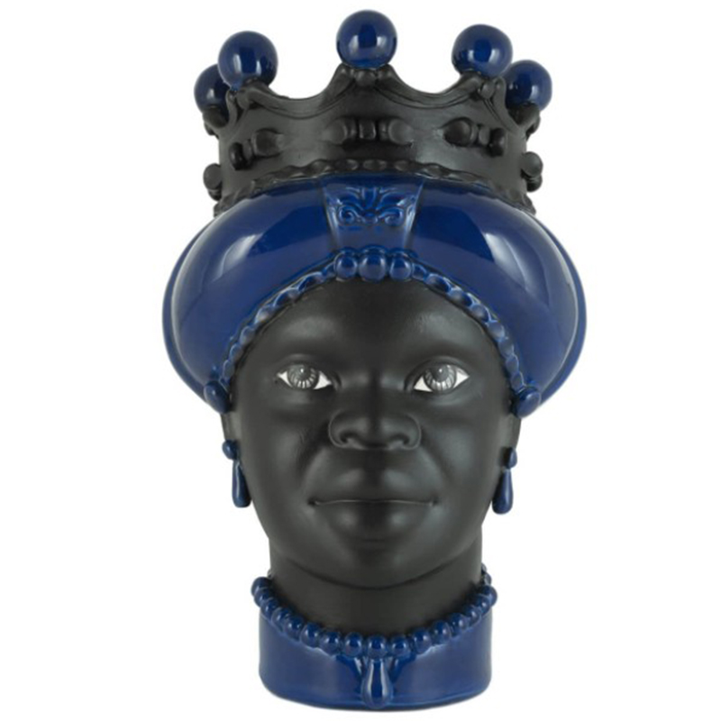 Ваза VASE MORO LADY CROWN DARK blue Черный Синий в Нижнем Новгороде | Loft Concept 