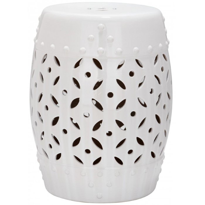 Керамический табурет Coin Lattice Garden Stool - White Белый в Нижнем Новгороде | Loft Concept 