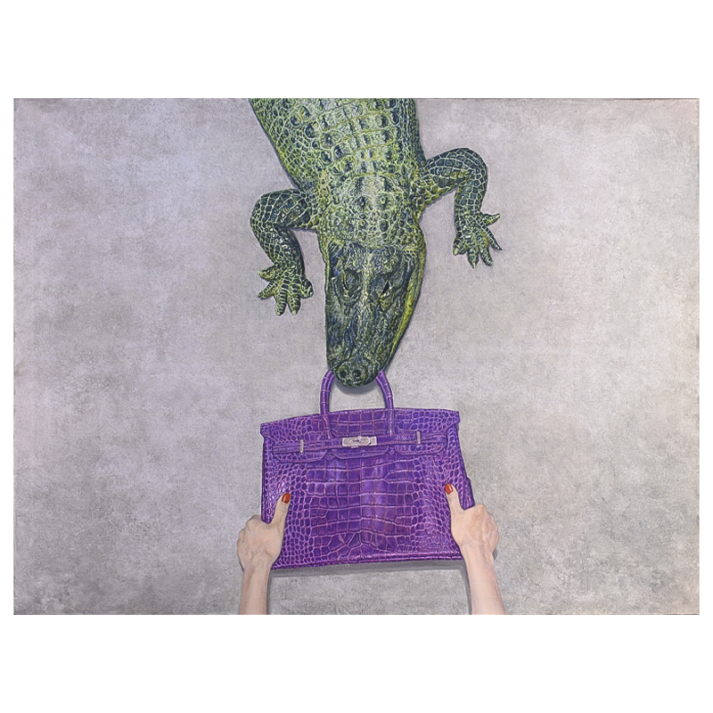 Картина Gator Birkin Hands Серый Фиолетовый Зеленый Красный в Нижнем Новгороде | Loft Concept 