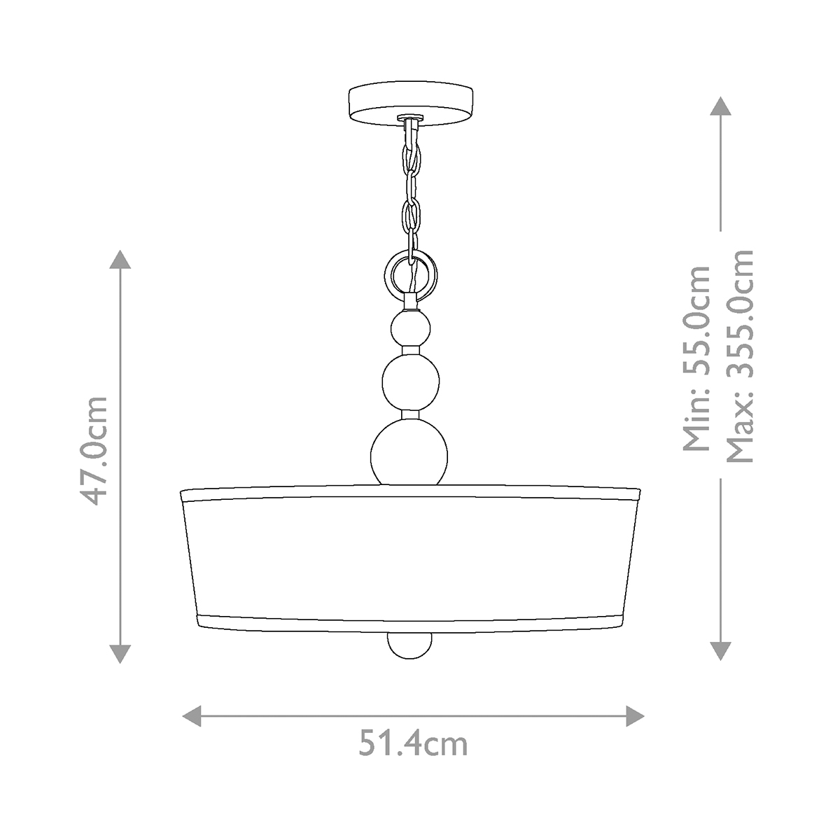 Люстра подвесная с белым тканевым цилиндрическим абажуром и декоративными шарами Hinkley в Нижнем Новгороде