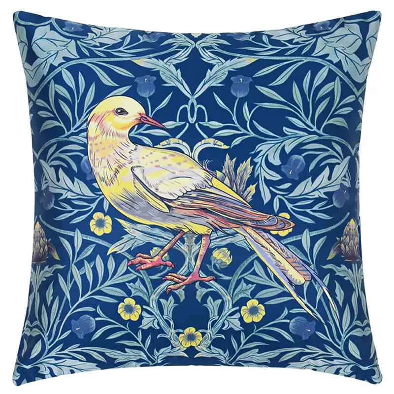 Декоративная подушка Bird and Flower Pattern Cushion Синий Мульти в Нижнем Новгороде | Loft Concept 