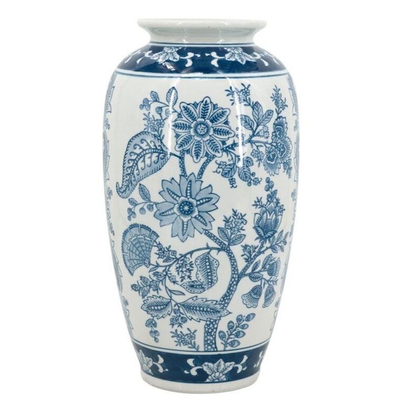Ваза с синим цветочным орнаментом Blue & White Ornament Белый Синий Ваза с синим цветочным орнаментом Blue & White Ornament Белый Синий в Нижнем Новгороде | Loft Concept