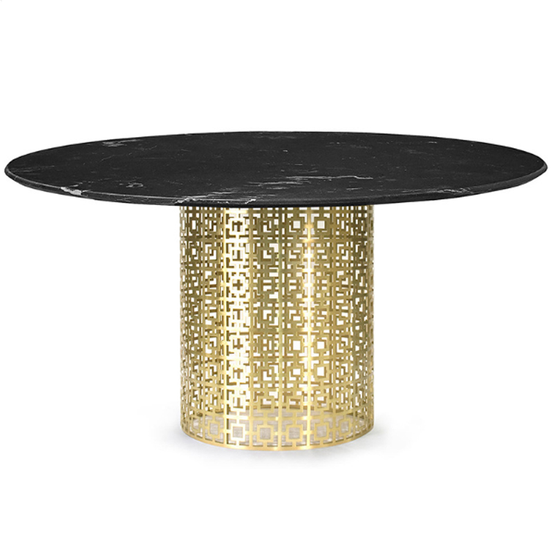 Обеденный стол Jonathan Adler Nixon Dining Table Черная столешница мрамор Золотой Черный Мрамор Nero в Нижнем Новгороде | Loft Concept 