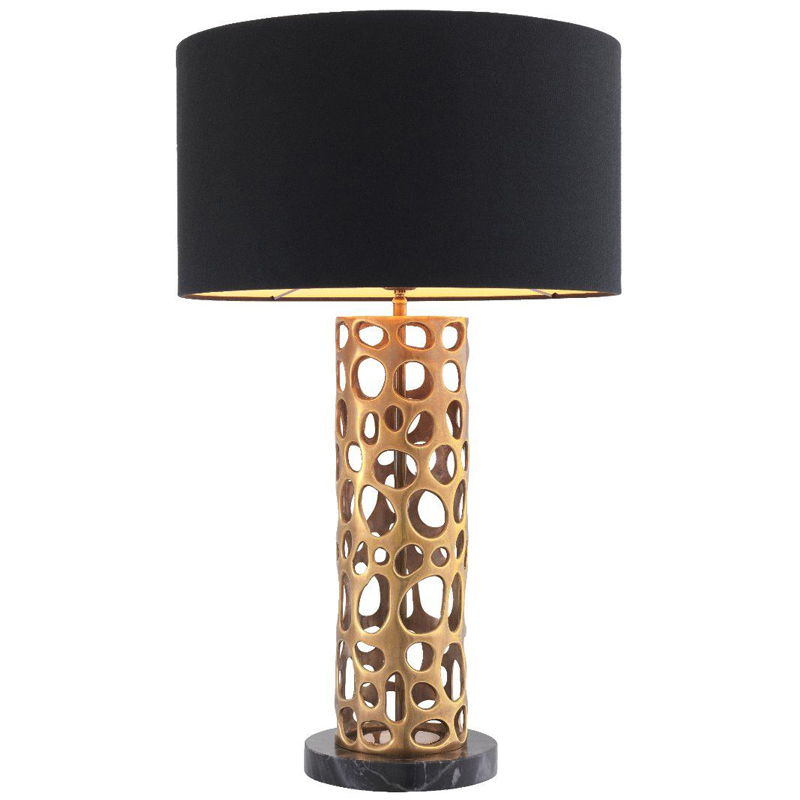 Настольная лампа Eichholtz Table Lamp Dix Brass Черный Винтажная латунь Черный Мрамор Nero Золотой в Нижнем Новгороде | Loft Concept 