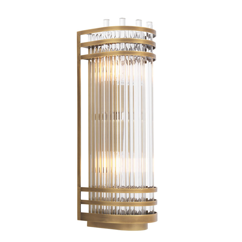 Бра Eichholtz Wall Lamp Gulf S Brass Латунь Античная полированная Прозрачный в Нижнем Новгороде | Loft Concept 