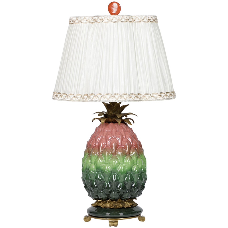 Настольная лампа с абажуром Pineapple Pink Green Table Lamp Белый Розовый Зеленый Салатовый Бронза в Нижнем Новгороде | Loft Concept 