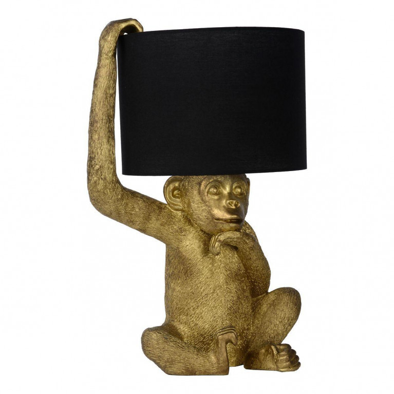 Настольная лампа с Золотой Обезьяной Monkey holding a lampshade Черный Золотой в Нижнем Новгороде | Loft Concept 