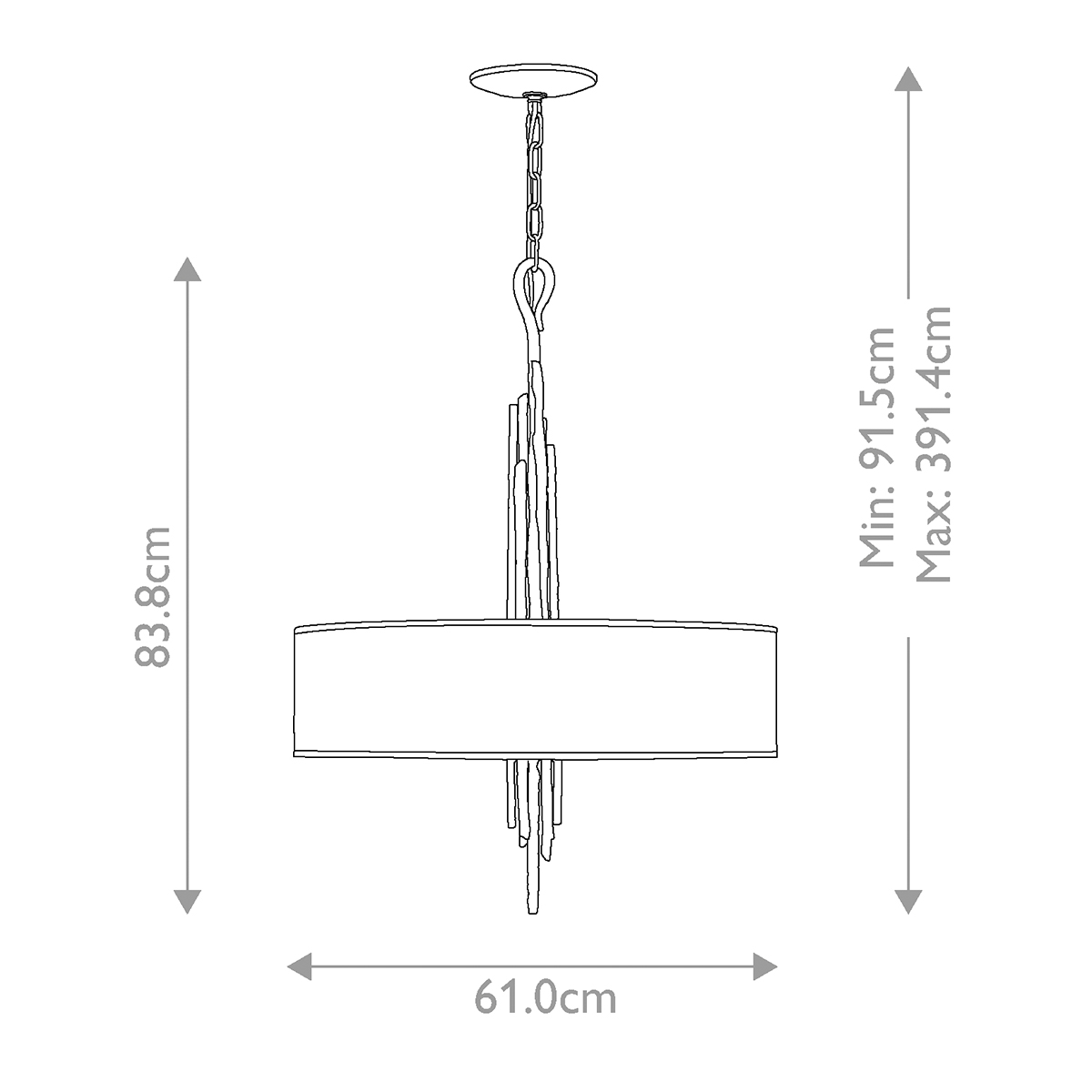 Люстра подвесная с широким белым текстильным абажуром и вертикальными декоративными элементами Hinkley в Нижнем Новгороде
