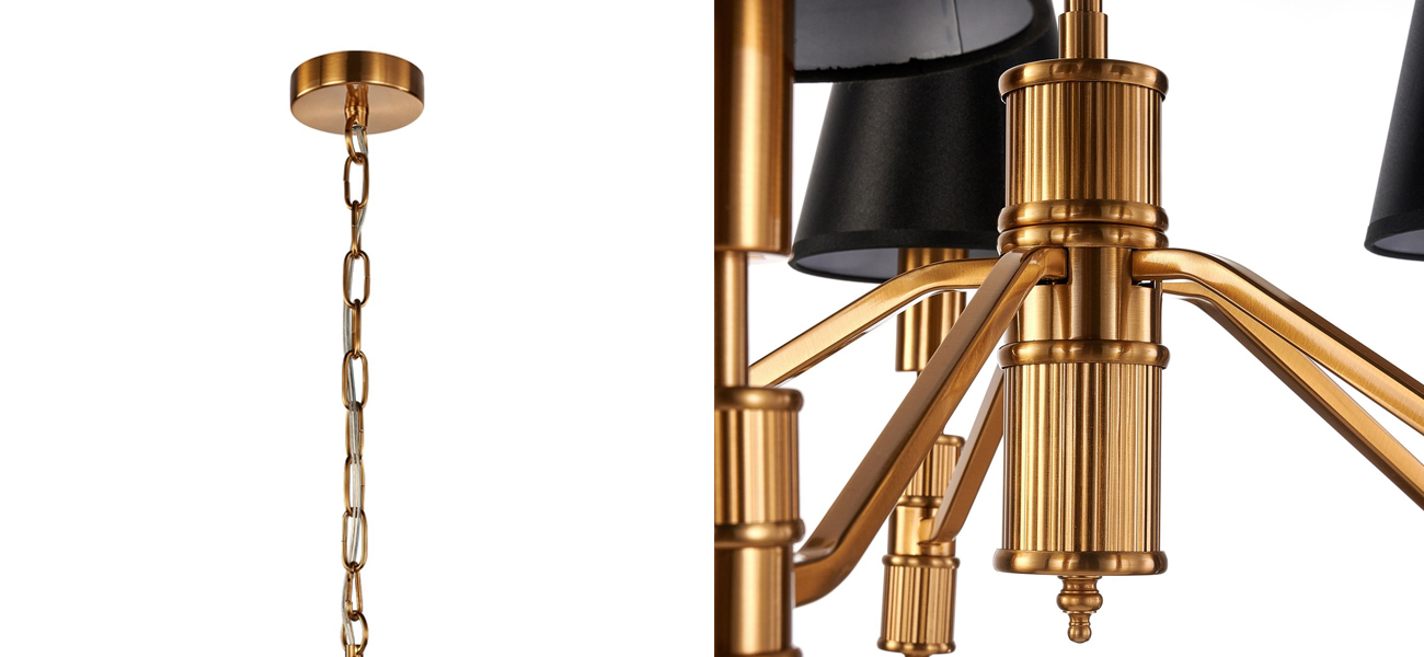 Люстра с черными атласными абажурами Moriart 5 ламп - фото №1