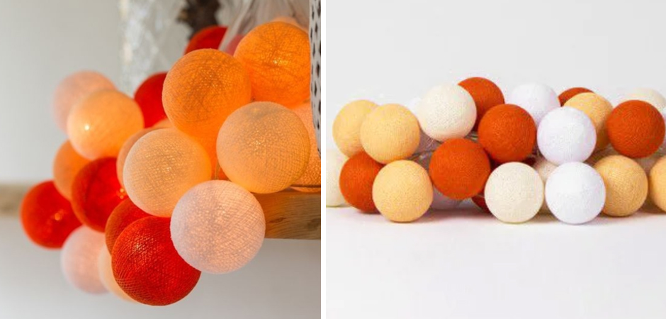 Гирлянда хлопковые фонарики Сotton Ball Orange - Loft-Concept в Нижнем Новгороде