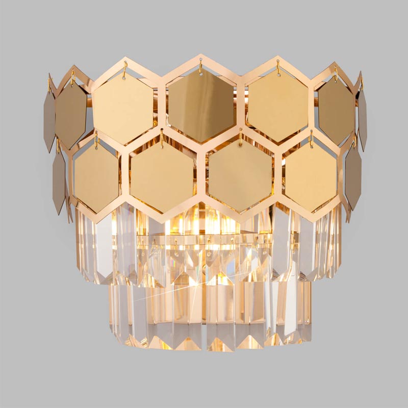 Бра Hanging Hexagon Moira Sconce gold Прозрачный (Transparent) Золотой в Нижнем Новгороде | Loft Concept 