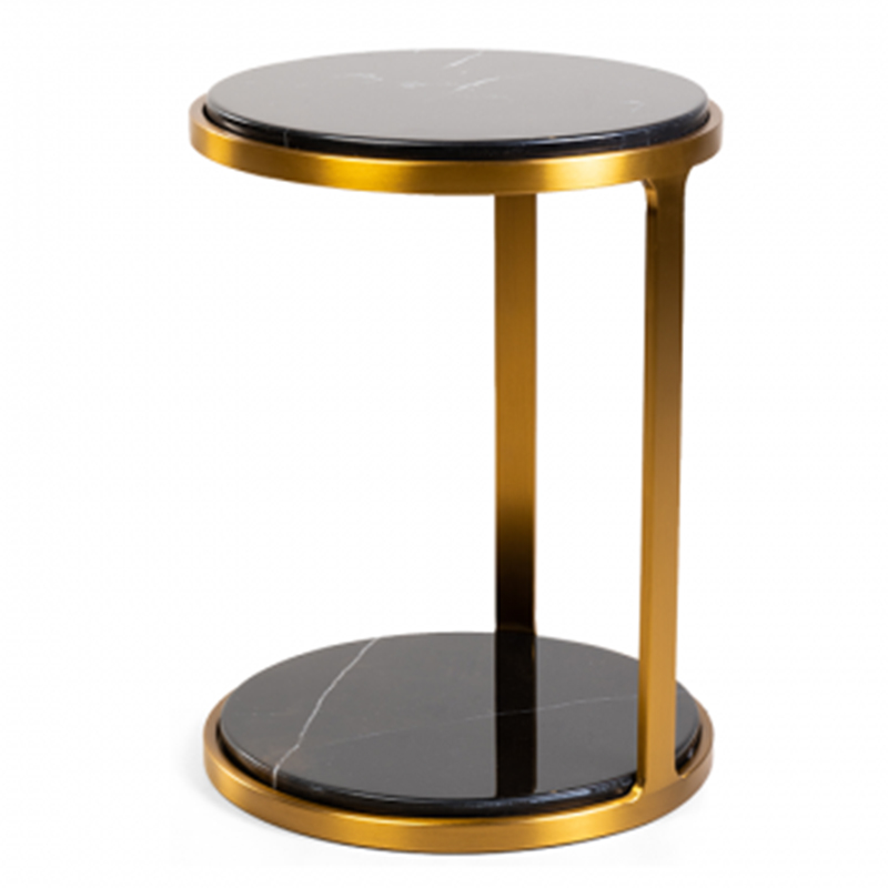 Приставной стол Viorel Marble Side Table Черный Мрамор Nero Глянцевое золото в Нижнем Новгороде | Loft Concept 