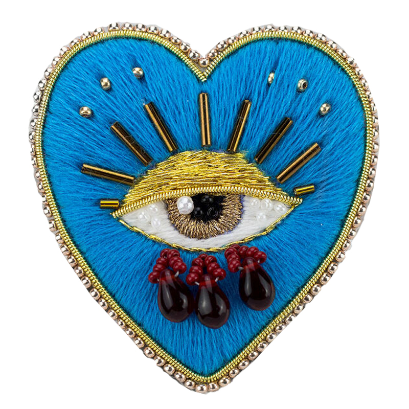 Авторская Брошь Синее Сердце Королевы Brooch Blue Heart Queen Синий в Нижнем Новгороде | Loft Concept 