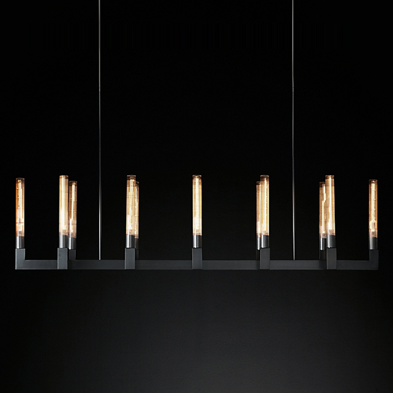 Люстра RH CANELLE Linear Chandelier 12 Modern Black Черный матовый в Нижнем Новгороде | Loft Concept 