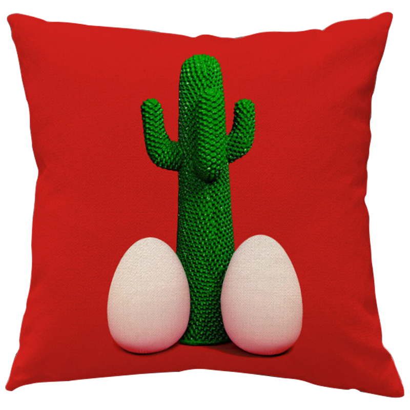 Декоративная подушка Seletti Cushion God Cactus Красный Зеленый Белый в Нижнем Новгороде | Loft Concept 