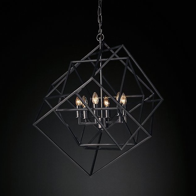 Люстра RH Caged Cubist Pendant black Черный в Нижнем Новгороде | Loft Concept 