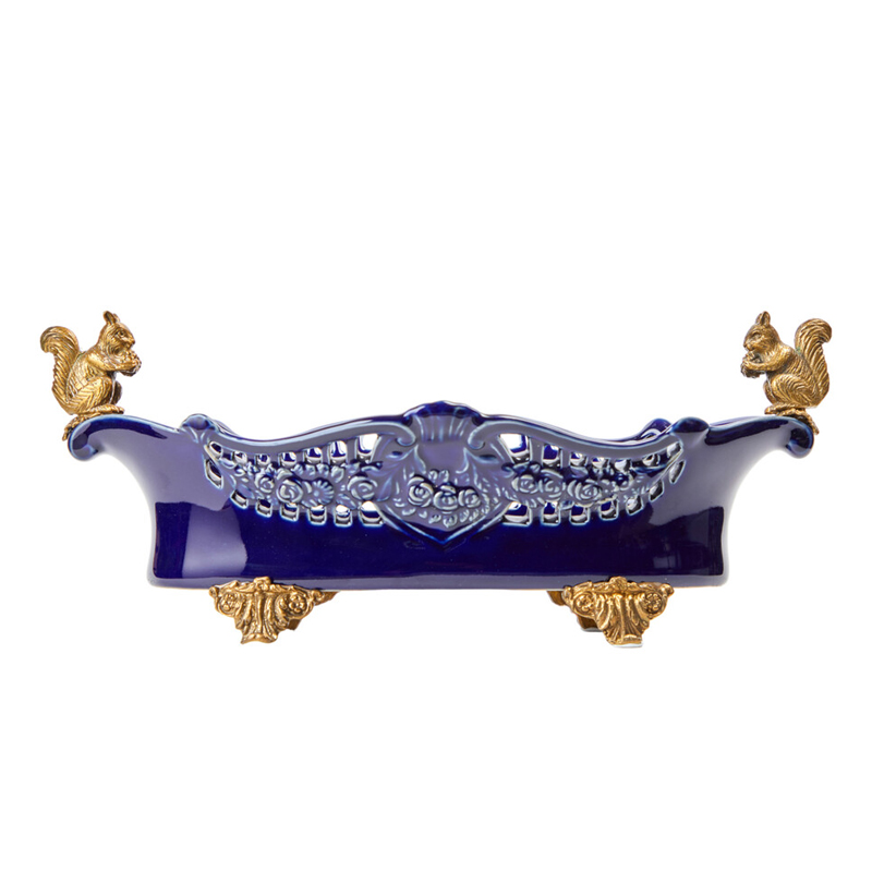 Чаша темно-синего цвета из фарфора с бронзовыми фигурками белок Eden Garden porcelain and bronze Темно-синий Бронза Чаша темно-синего цвета из фарфора с бронзовыми фигурками белок Eden Garden porcelain and bronze Темно-синий Бронза в Нижнем Новгороде | Loft Concept