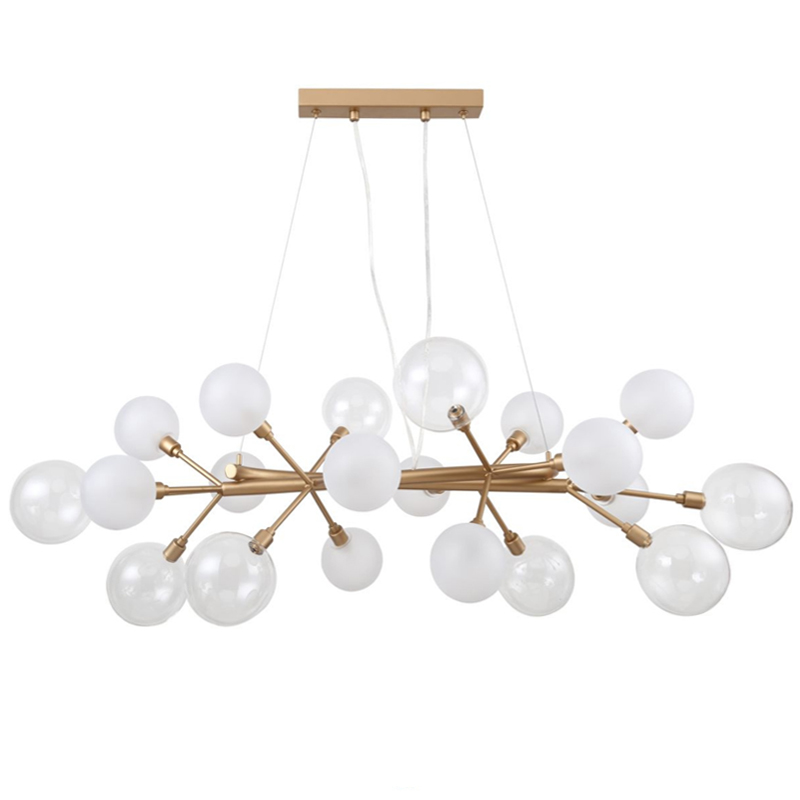 Люстра Berries Chandelier Rectangle White 100 матовое золото Прозрачный Прозрачный белый в Нижнем Новгороде | Loft Concept 