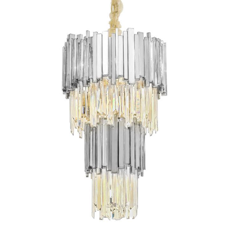 Люстра многоярусная Luxxu Modern Cascade Chandelier Silver Metal Glass 45 Серебряный Прозрачное Стекло в Нижнем Новгороде | Loft Concept 