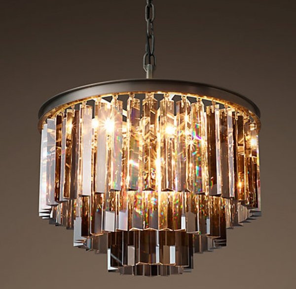 Люстра RH 1920s Odeon Smoke Glass Fringe Chandelier - 3 rings Черный в Нижнем Новгороде | Loft Concept 