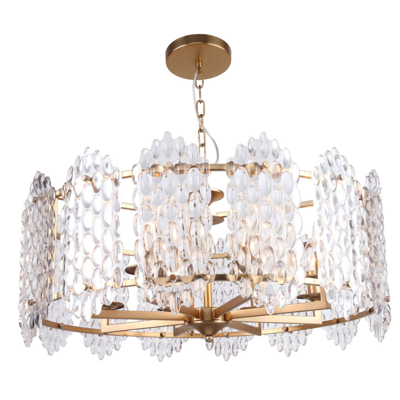 Люстра подвесная Textured Glass Chandelier D71 Глянцевое золото Прозрачное Стекло в Нижнем Новгороде | Loft Concept 