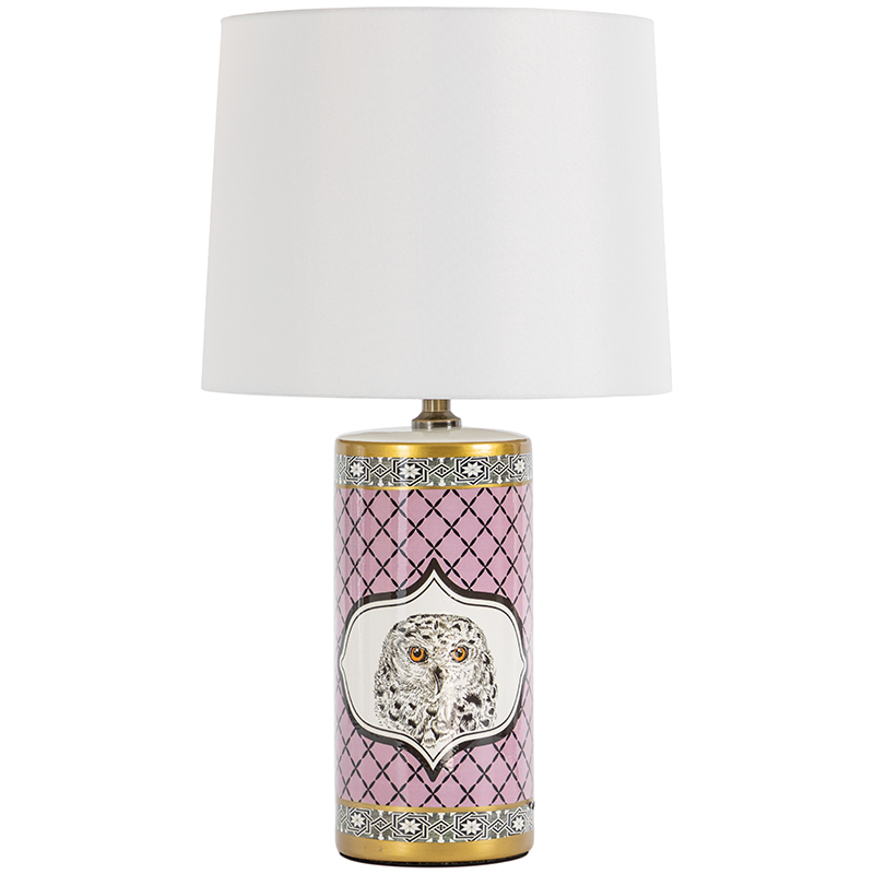 Настольная лампа Owl Collection Pink Lampshade Белый Розовый Черно-белый Золотой в Нижнем Новгороде | Loft Concept 