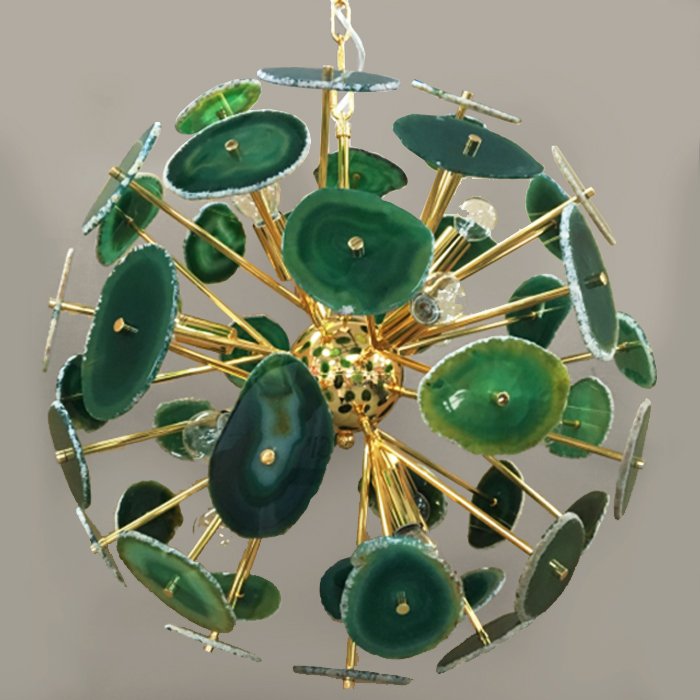 Люстра Agate Burst Chandelier Green Зеленый Золотой в Нижнем Новгороде | Loft Concept 