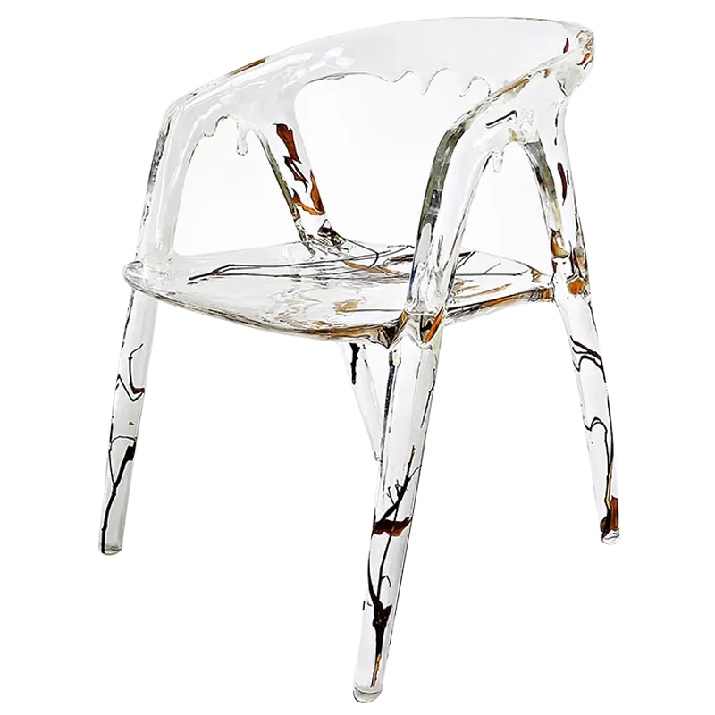 Стул из прозрачного акрила Crystal Waterfall Armchair Прозрачный Коричневый Оранжевый в Нижнем Новгороде | Loft Concept 