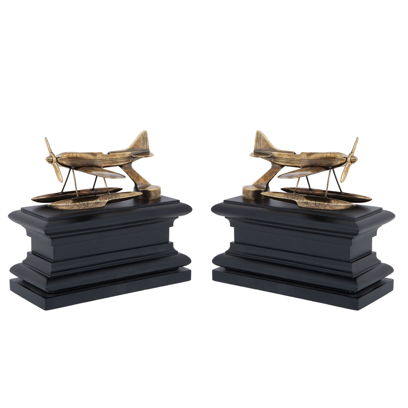 Держатель для книг Eichholtz Bookend Hydroplane set of 2 brass Латунь Античная полированная Черный в Нижнем Новгороде | Loft Concept 