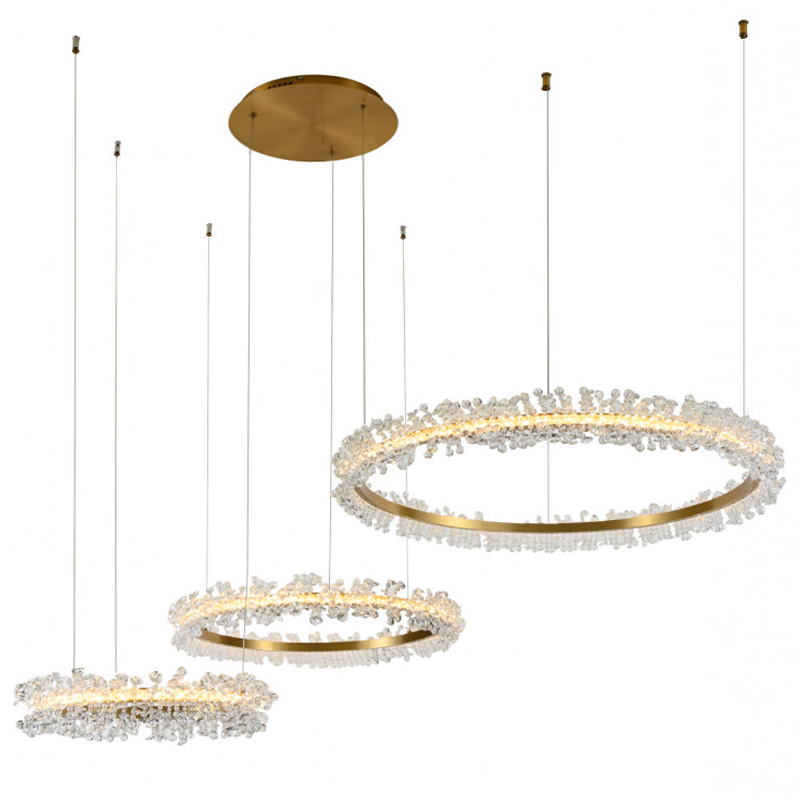 Люстра Crystal round chandelier 3 кольца Латунь Прозрачный Латунь в Нижнем Новгороде | Loft Concept 