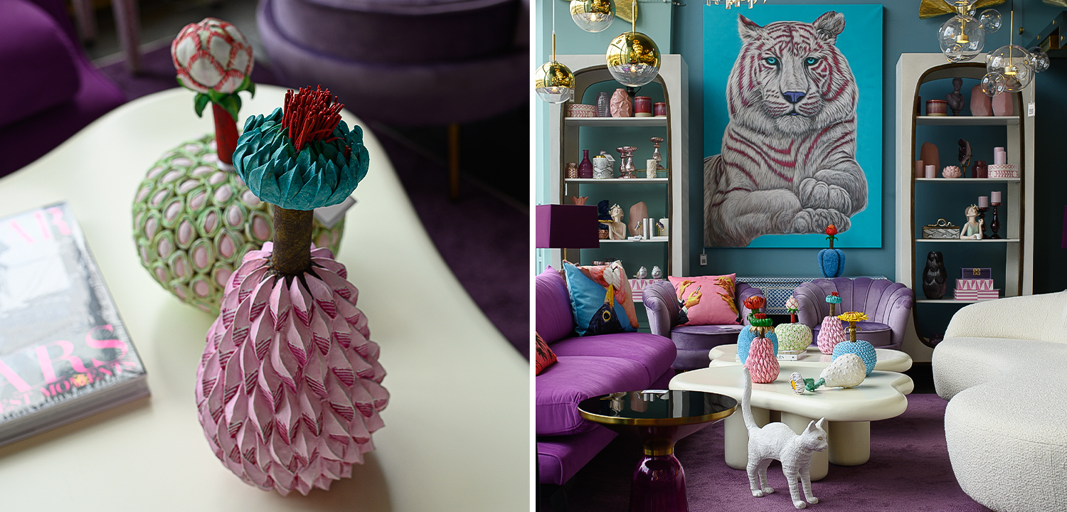 Статуэтка тропический фрукт Tropical Fruit pink and turquoise - фото