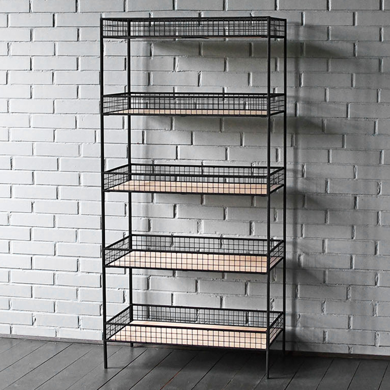 Стеллаж Keith Industrial Metal Rust Rack Черный Древесина в Нижнем Новгороде | Loft Concept 