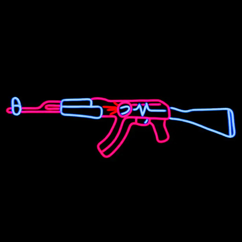 Неоновая настенная лампа Machine Gun Neon Wall Lamp Прозрачный Розовый Голубой в Нижнем Новгороде | Loft Concept 