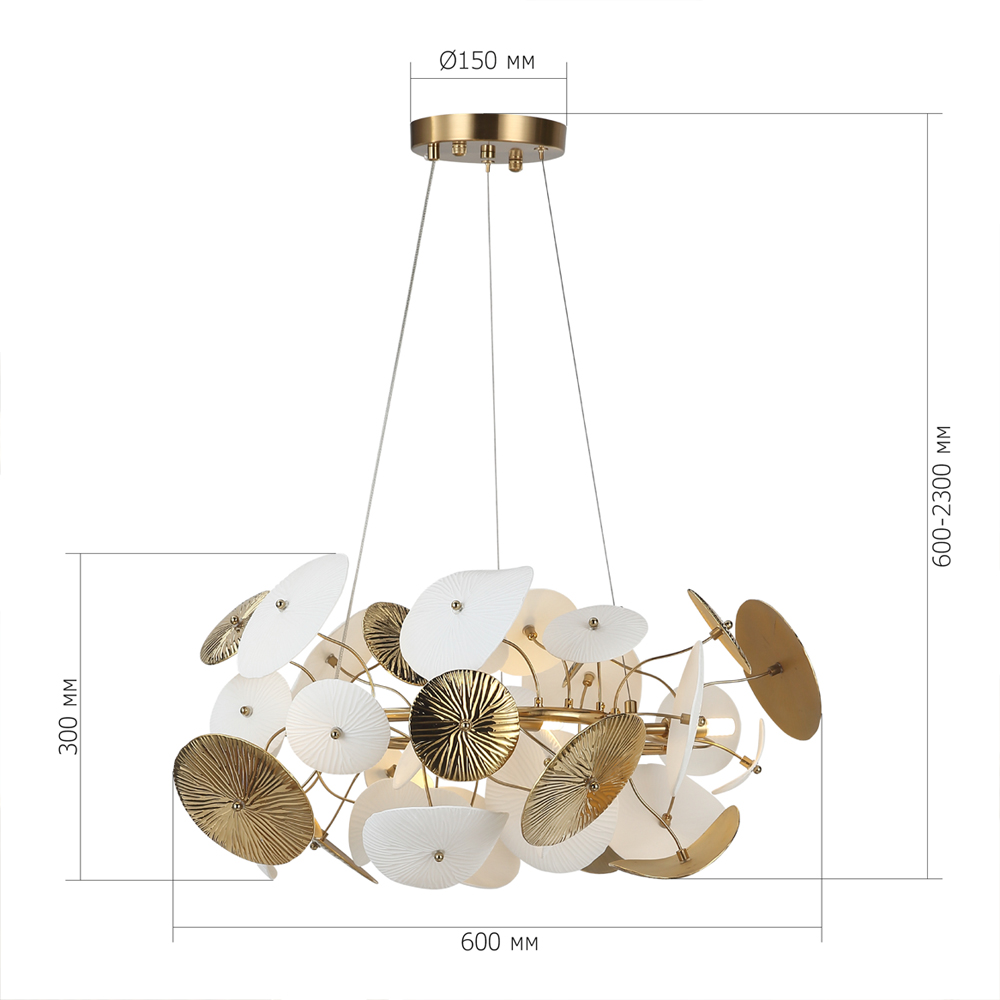 Люстра с белыми и золотистыми цветами Dahlia Flowers Lamp в Нижнем Новгороде