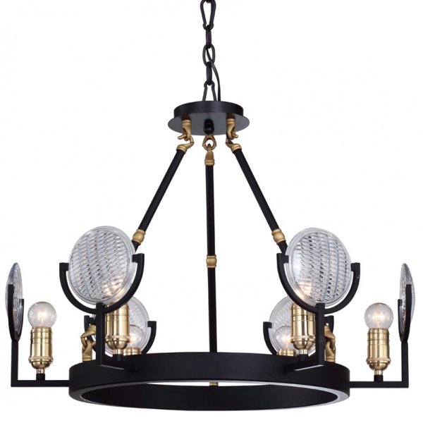 Люстра RH Gaslight Lens Chandelier 6 Черный в Нижнем Новгороде | Loft Concept 