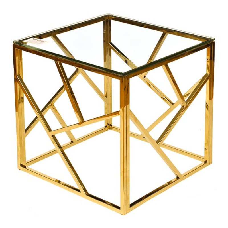 Приставной стол Serene Furnishing Gold Clear Glass Top Side Table Золотой Прозрачное Стекло в Нижнем Новгороде | Loft Concept 